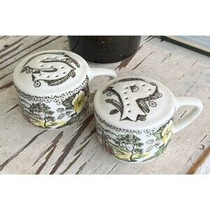 Vintage Fair Oaks Yellow Floral By Royal Salt & Pepper Shakers / Sun Birds Water